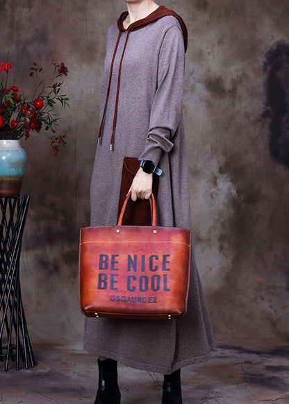 Grey Pockets Woolen Sweatshirts Dress Hooded Winter