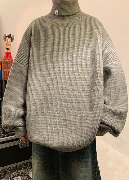 Grey Cozy Sweater Tops Turtleneck