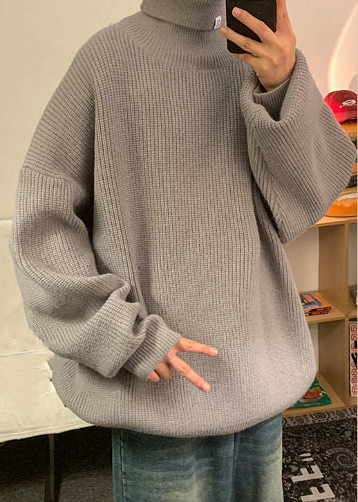 Grey Cozy Sweater Tops Turtleneck