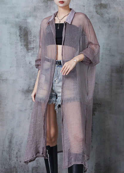 Grey Tulle Upf 50+ Cardigans Oversized Side Open Summer