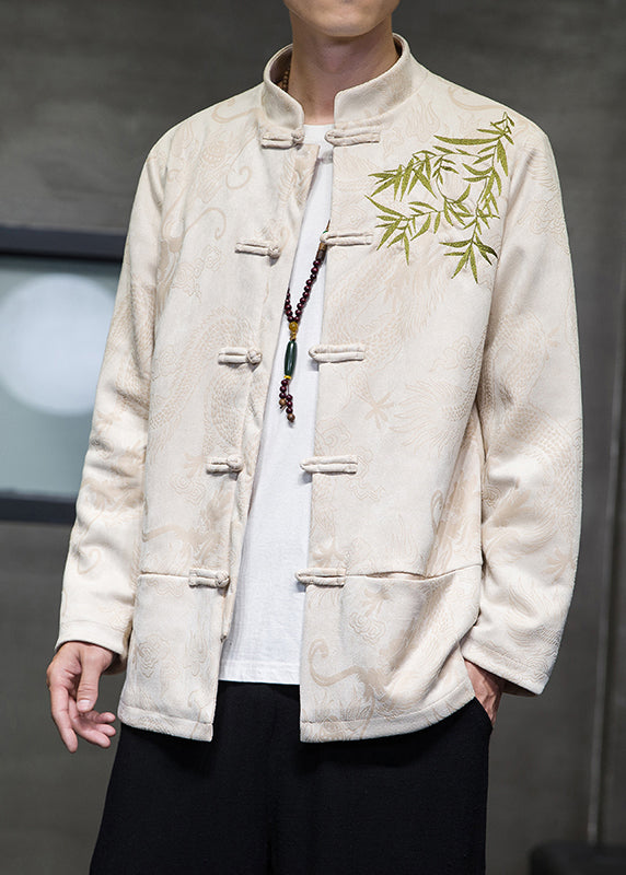 Handmade Apricot Embroideried Pockets Jackets Spring