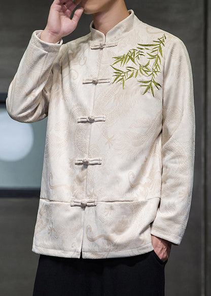Handmade Apricot Embroideried Pockets Jackets Spring