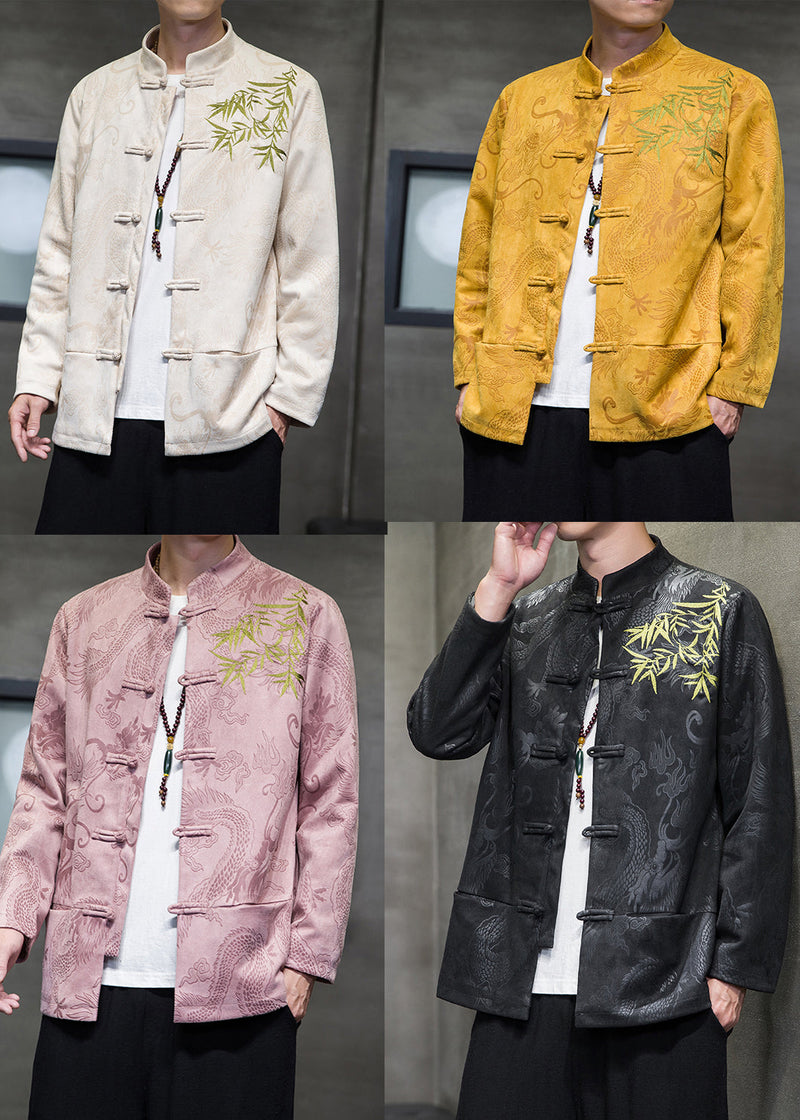 Handmade Apricot Embroideried Pockets Jackets Spring