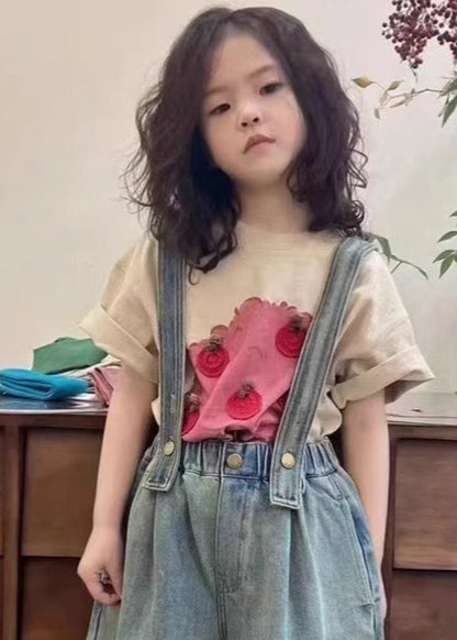 Handmade Apricot Print Top Short Sleeve