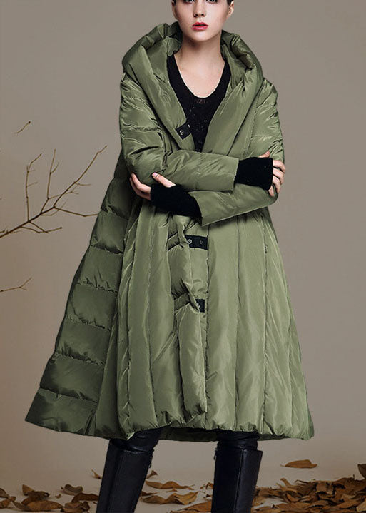 Handmade Army Green Hooded Winter Duck Down Coat
