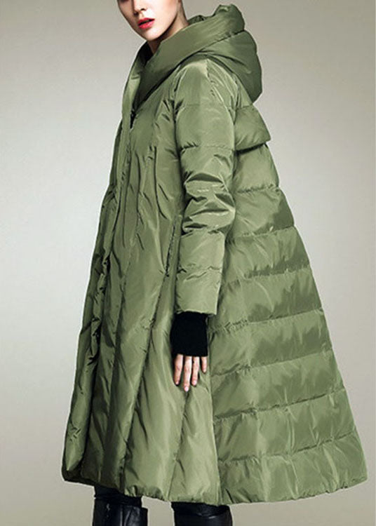 Handmade Army Green Hooded Winter Duck Down Coat