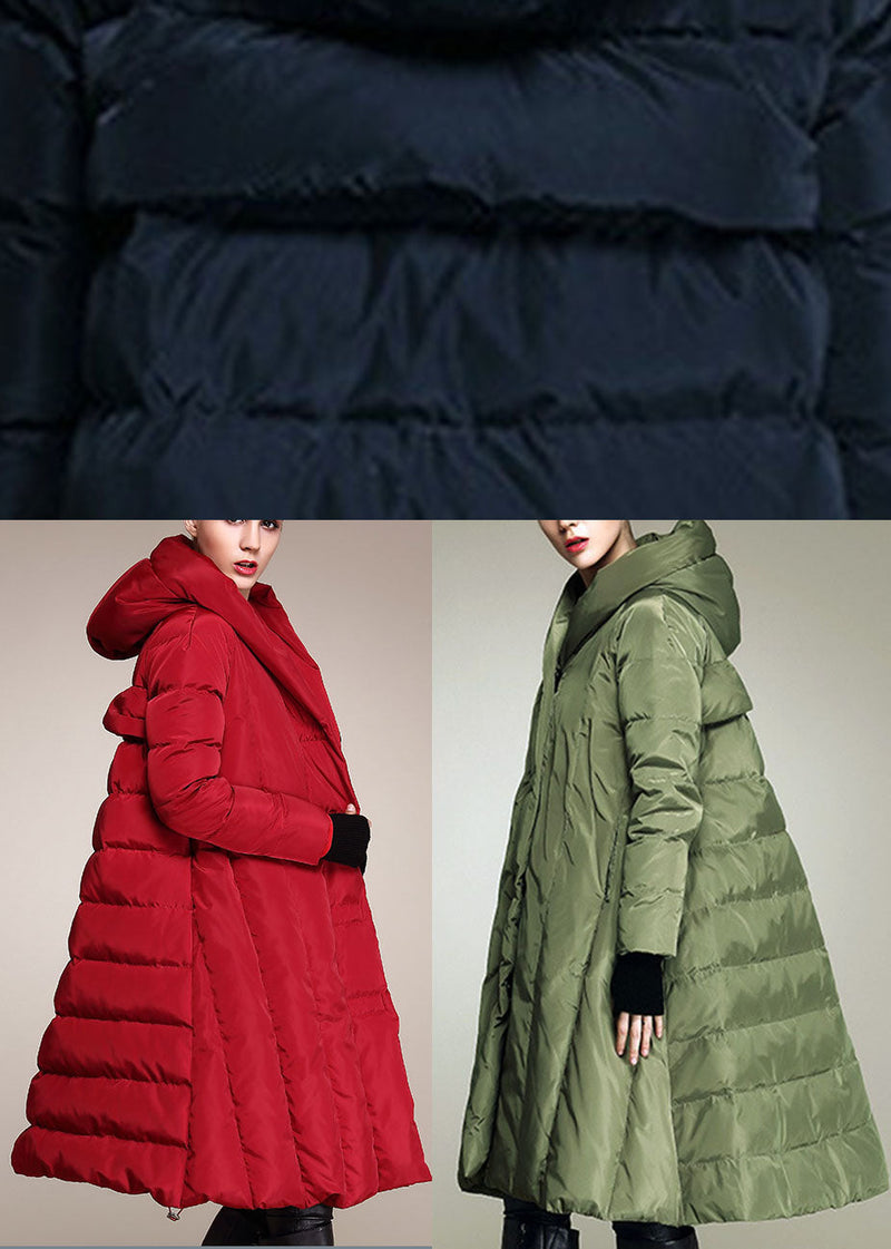 Handmade Army Green Hooded Winter Duck Down Coat