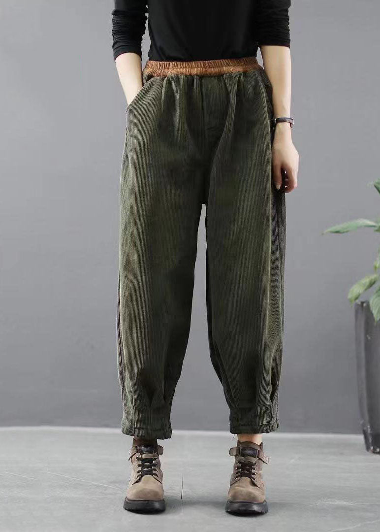 Handmade Black Pockets Thick Harem Fall Pants