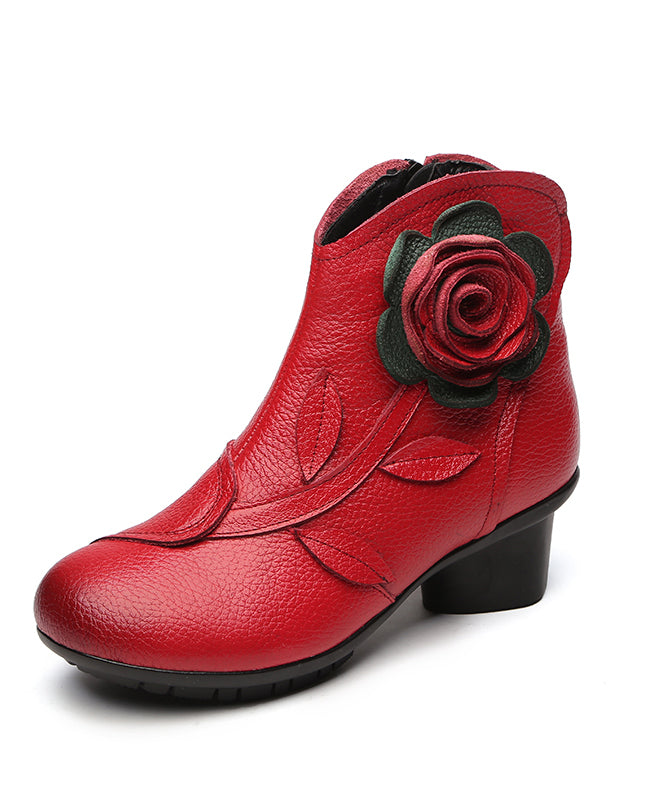 Handmade Black Splicing Chunky Boots