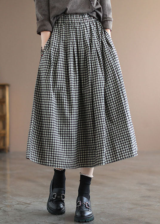 Handmade Red Plaid Circle a Line Spring Skirts