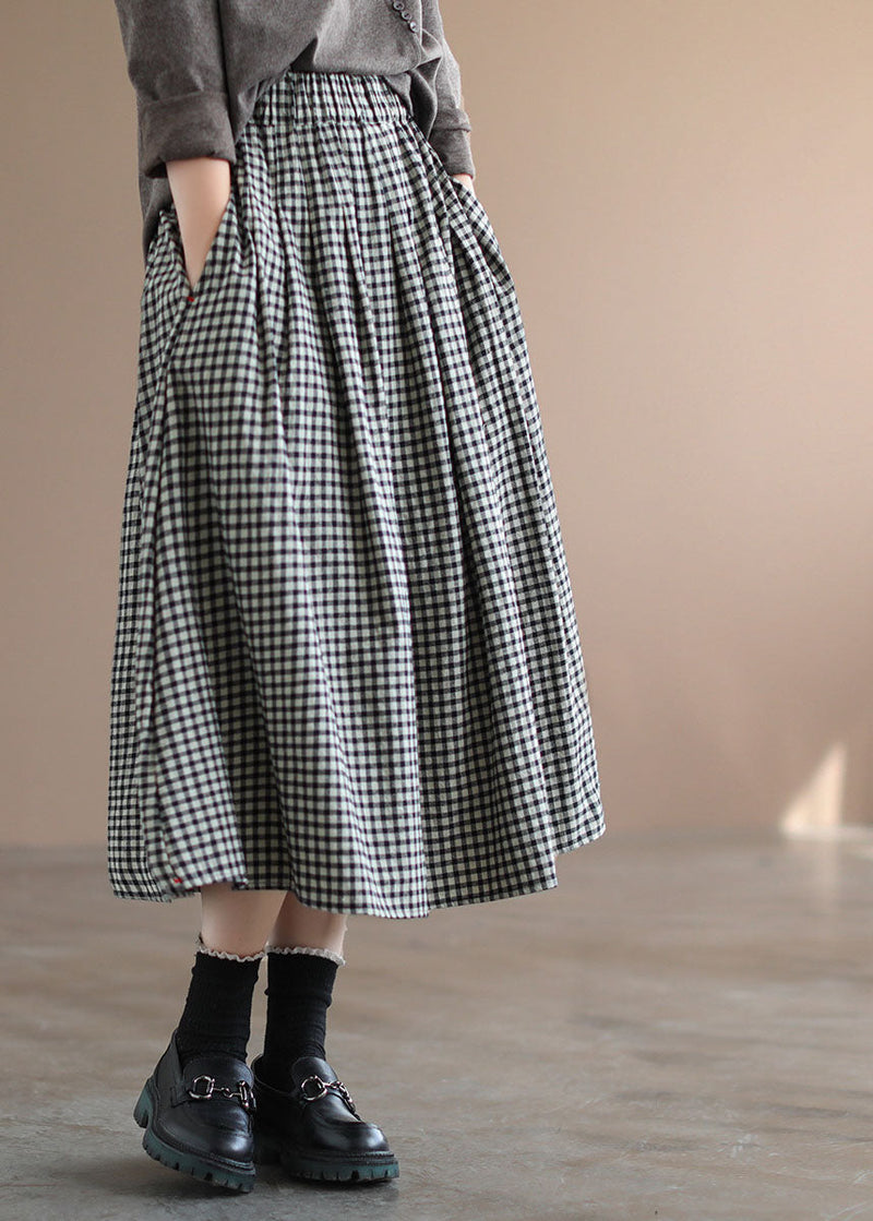 Handmade Purple Plaid Circle a Line Spring Skirts