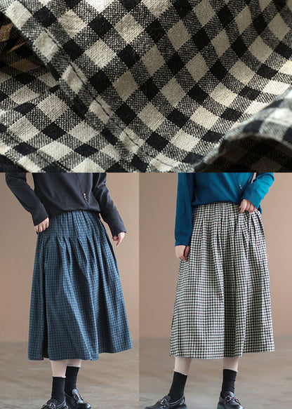 Handmade Green Plaid Circle a Line Spring Skirts