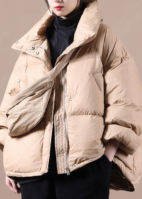 Handmade Black Zippered Button Winter Duck Down Jacket