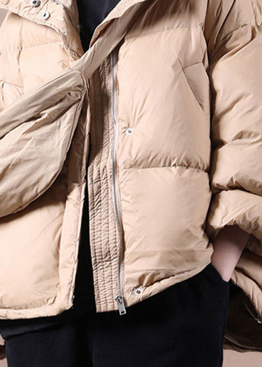 Handmade Black Zippered Button Winter Duck Down Jacket