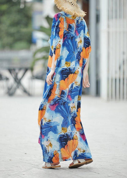 Handmade Blue Print Sundress Caftan Summer Dresses