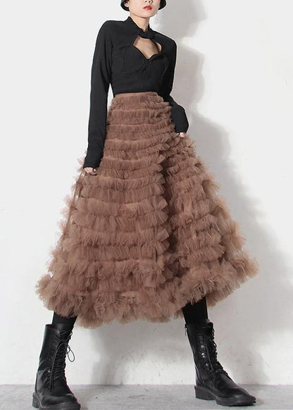 Handmade Khaki Long Skirt