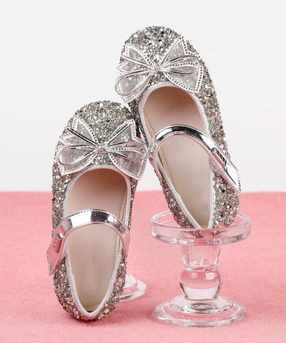 Handmade Champagne Bow Zircon Buckle Strap Flat Shoes
