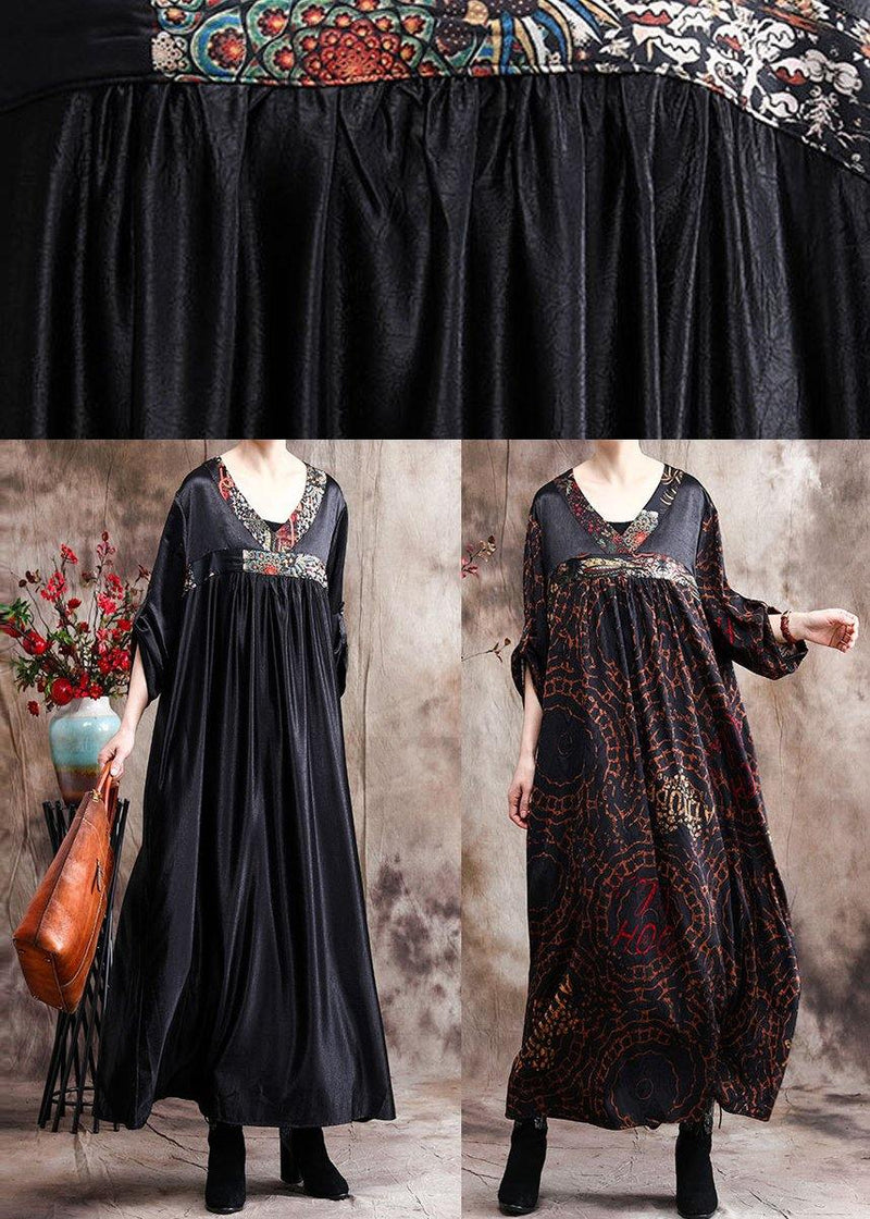Handmade Chocolate Silk Dress Print Robe Kaftans