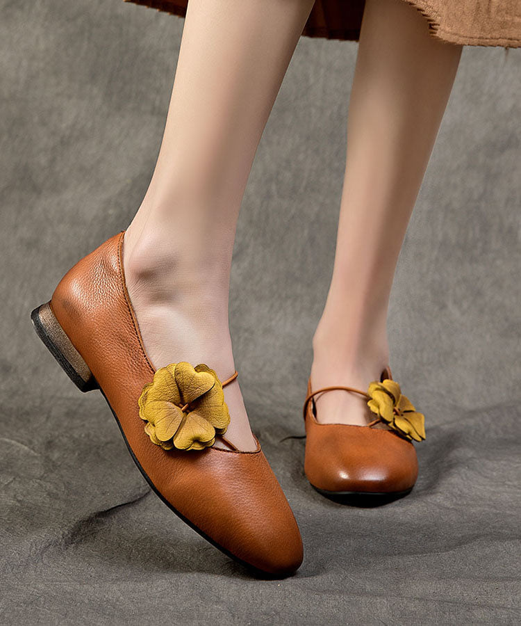 Handmade Coffee Cowhide Leather Penny Loafers Splicing