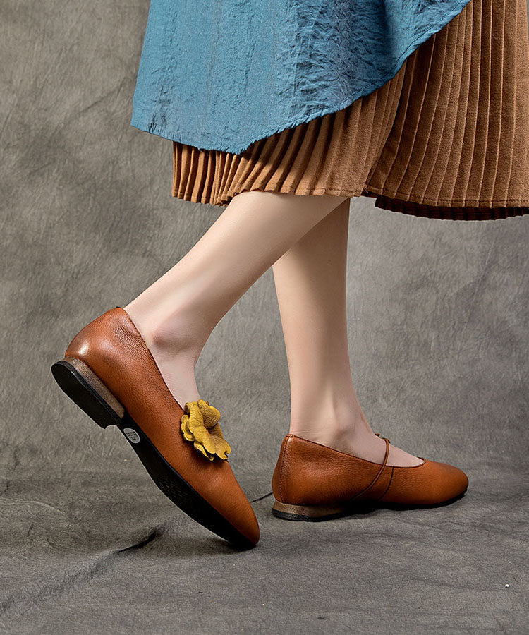 Handmade Coffee Cowhide Leather Penny Loafers Splicing