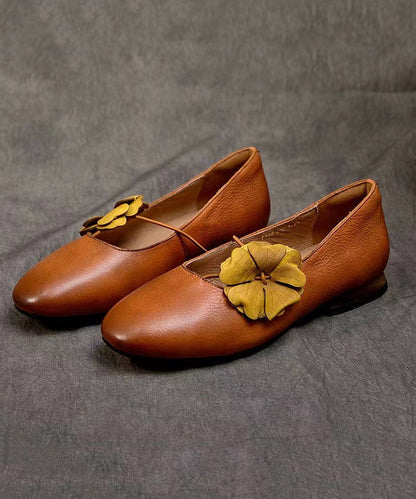 Handmade Coffee Cowhide Leather Penny Loafers Splicing