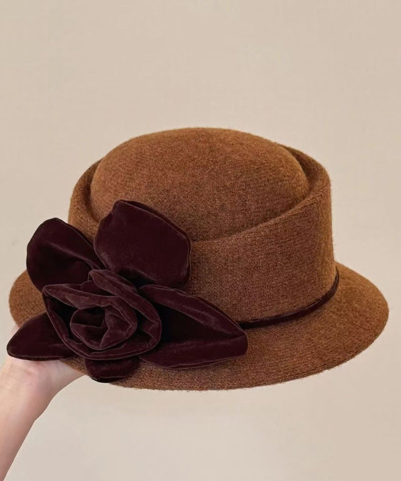 Handmade Coffee Woolen Cloche Hat