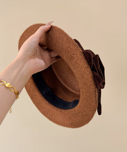Handmade Coffee Woolen Cloche Hat