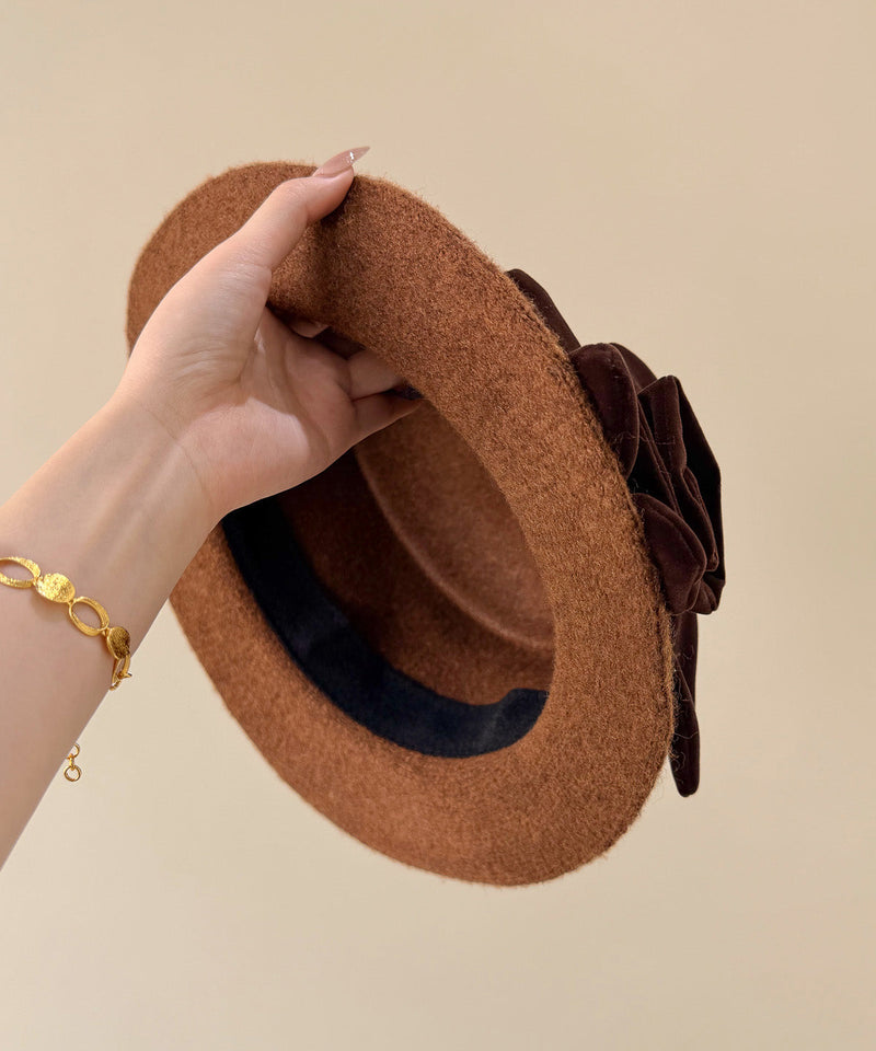 Handmade Coffee Woolen Cloche Hat