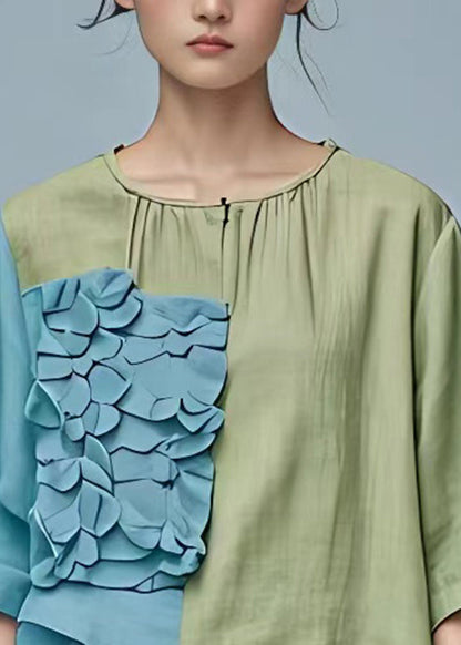 Handmade Grass Green T Shirts Half Sleeve