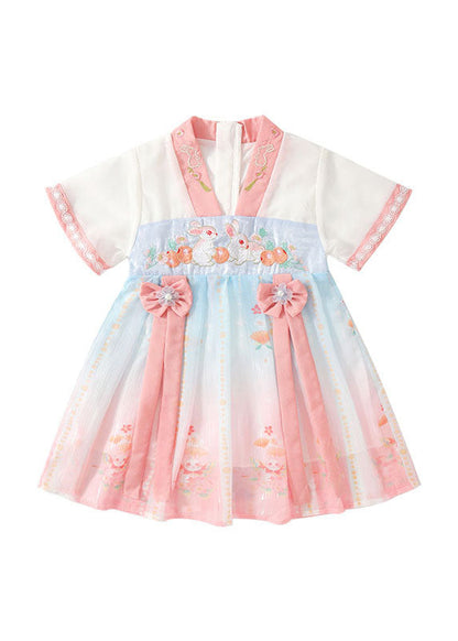 Handmade Green Embroideried Patchwork Chiffon Baby Dresses Summer