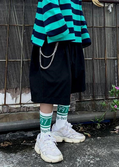Handmade Grey Chain Linked Elastic Waist Wide Leg Pants