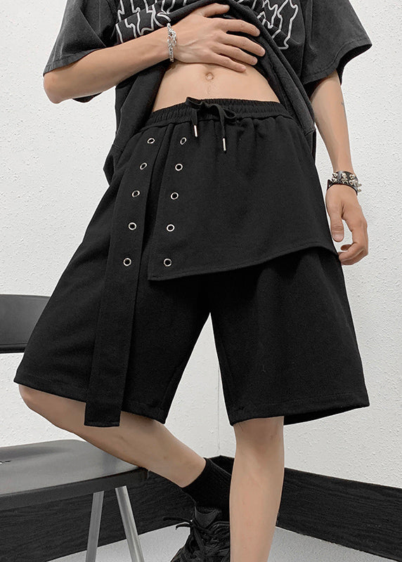 Handmade Grey Elastic Waist Patchwork Crop Pants