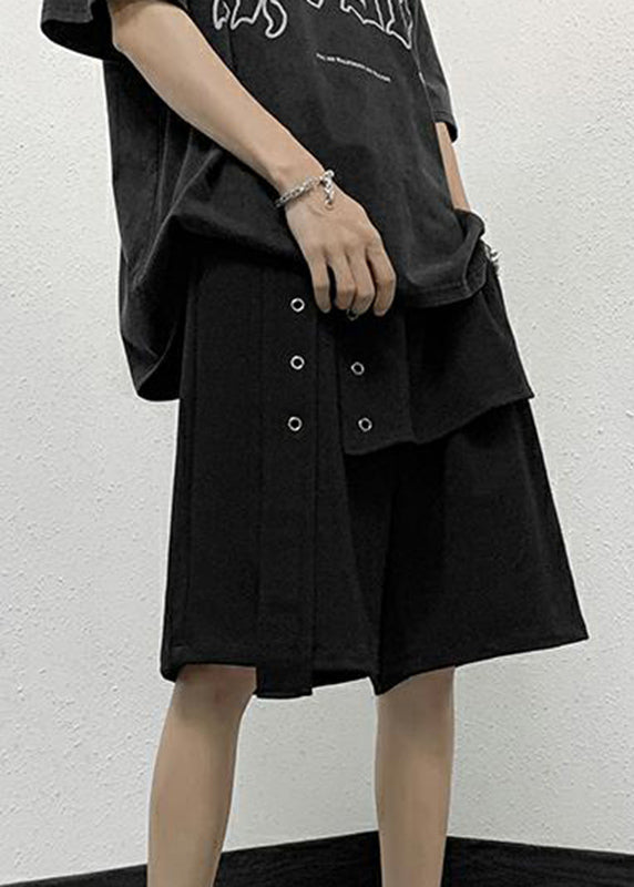 Handmade Grey Elastic Waist Patchwork Crop Pants