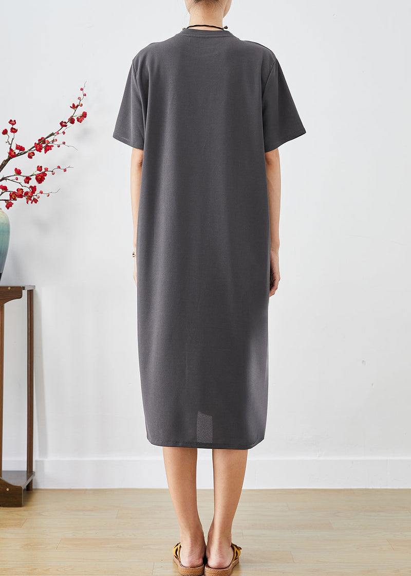Handmade Grey Side Open Cotton Dress Summer