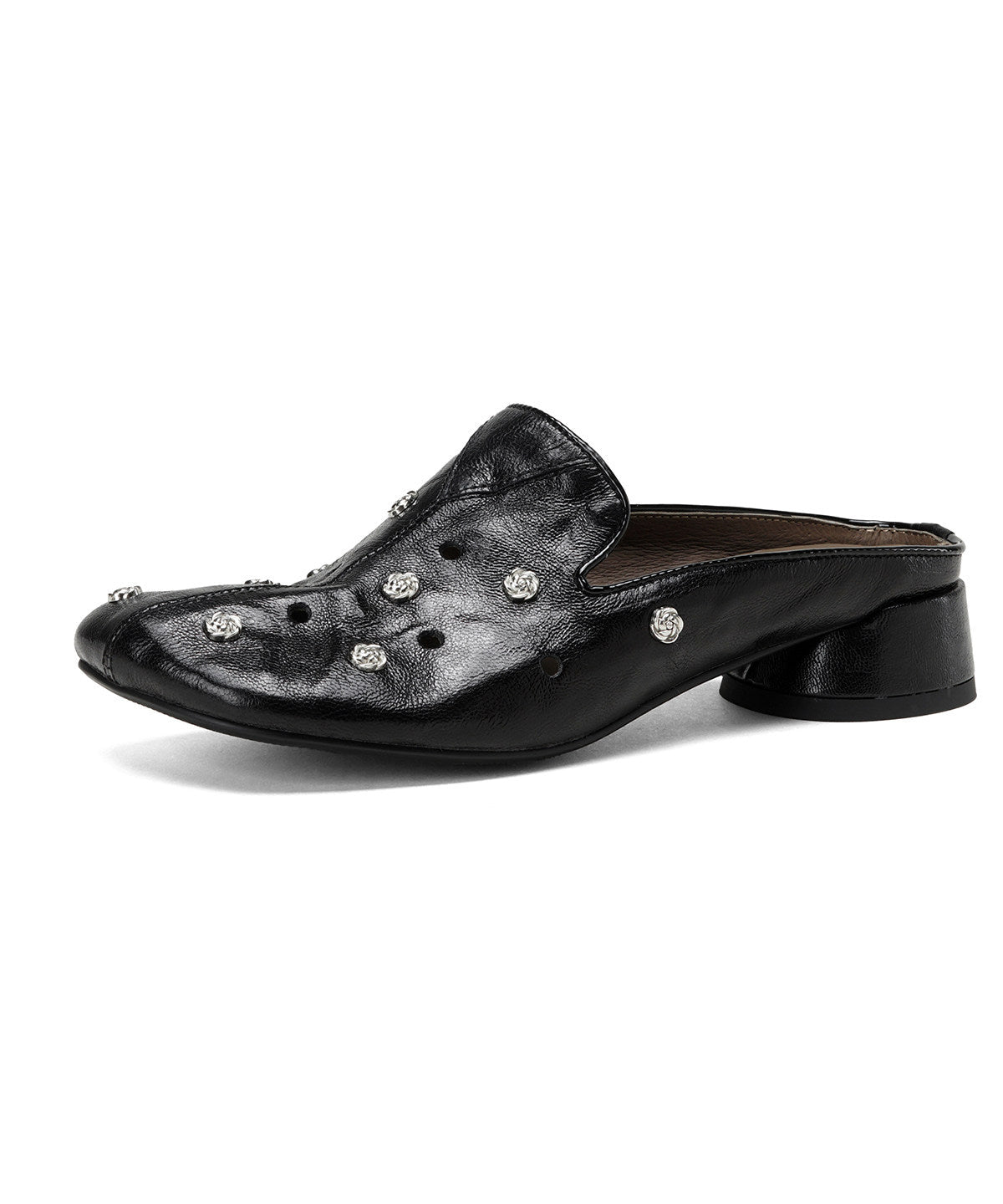 Handmade Hollow Out Rivet Black Sheepskin