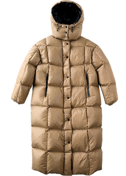 Handmade Khaki Button Pockets Winter Duck Down Coat