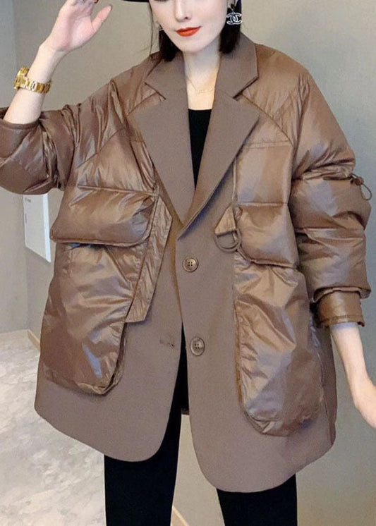 Handmade Khaki Winter Puffer Jacket Down Coat