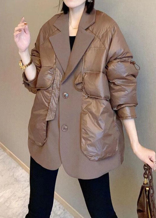 Handmade Khaki Winter Puffer Jacket Down Coat