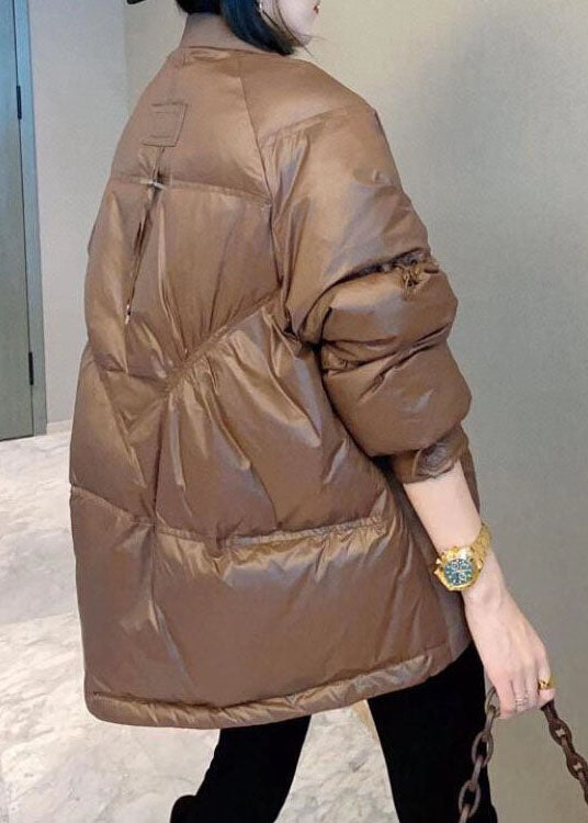 Handmade Khaki Winter Puffer Jacket Down Coat