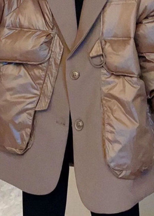 Handmade Khaki Winter Puffer Jacket Down Coat