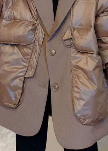 Handmade Khaki Winter Puffer Jacket Down Coat