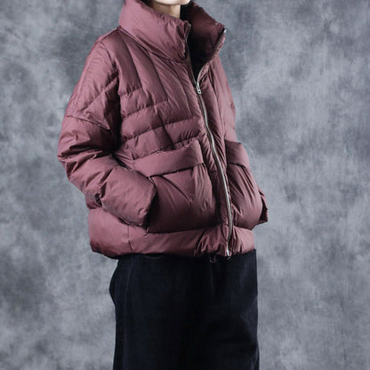 Handmade Mulberry Zippered Pockets Winter Jackets Long Sleeve