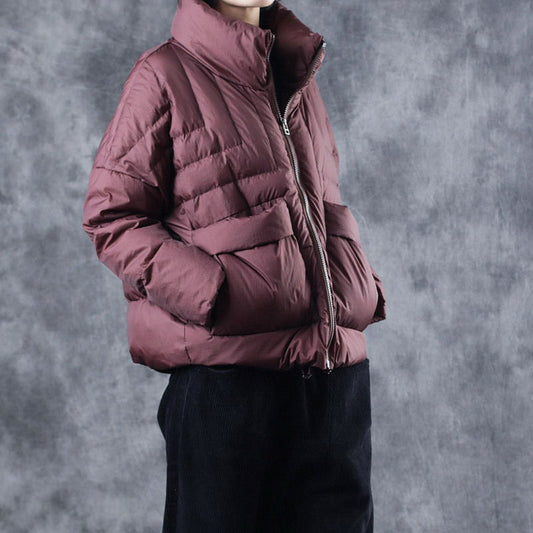 Handmade Mulberry Zippered Pockets Winter Jackets Long Sleeve