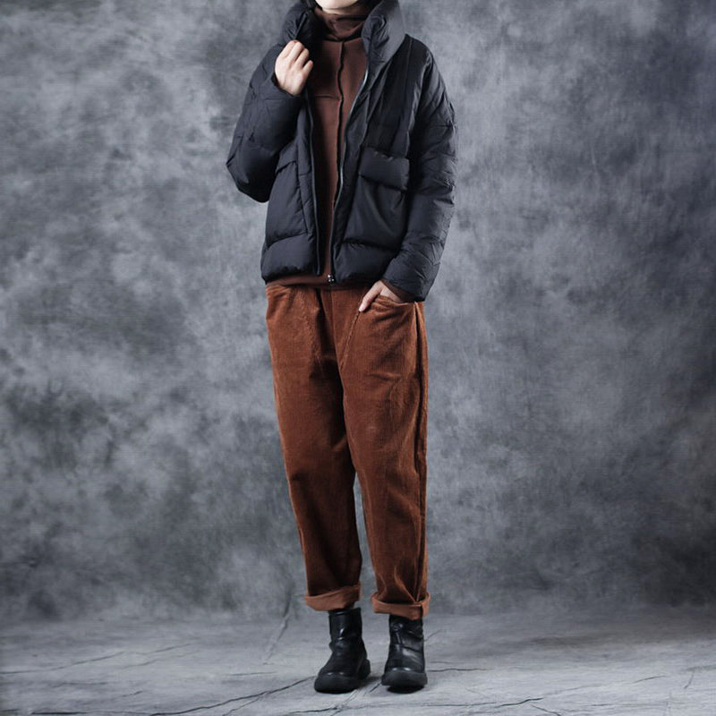 Handmade Mulberry Zippered Pockets Winter Jackets Long Sleeve