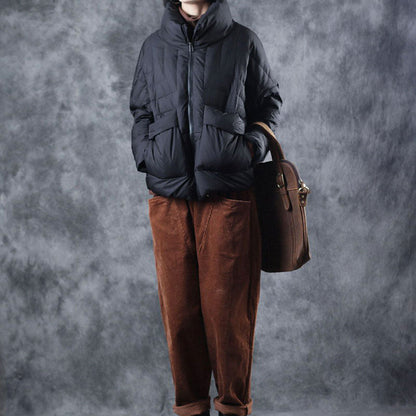 Handmade Mulberry Zippered Pockets Winter Jackets Long Sleeve