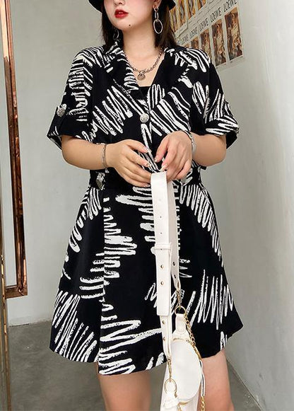 Handmade Notched Summer Dresses Tutorials Black Print Dress