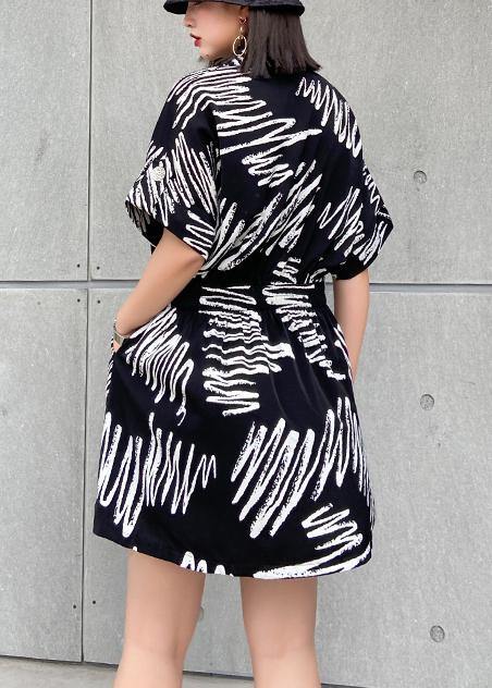 Handmade Notched Summer Dresses Tutorials Black Print Dress
