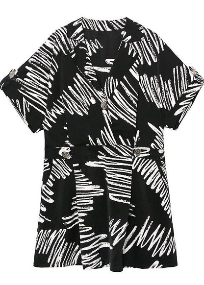 Handmade Notched Summer Dresses Tutorials Black Print Dress