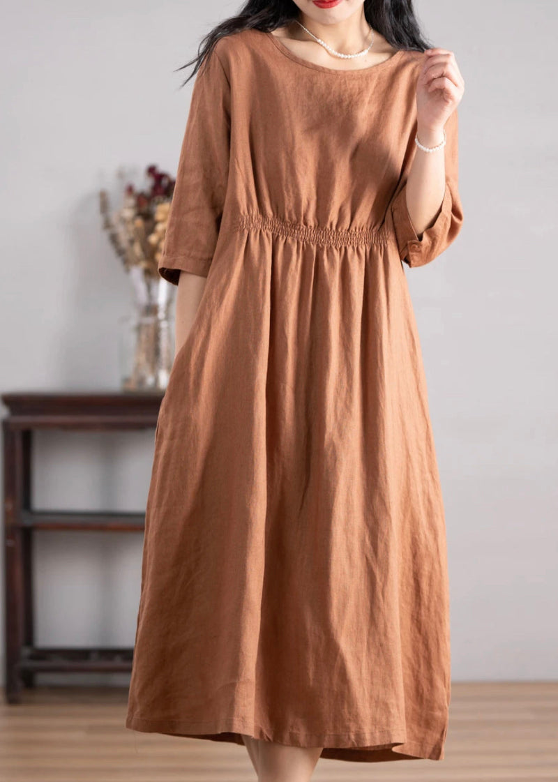 Handmade Orange O-neck Patchwork Maxi Dress Summer