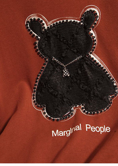 Handmade Orange O Neck Zircon Patchwork Cotton T Shirt Tops Summer